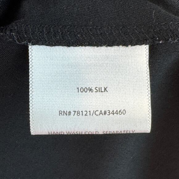 Eileen Fisher Black Silk Georgette Crepe Scoop Neck Sleeveless Dress Size Medium - Picture 3 of 12